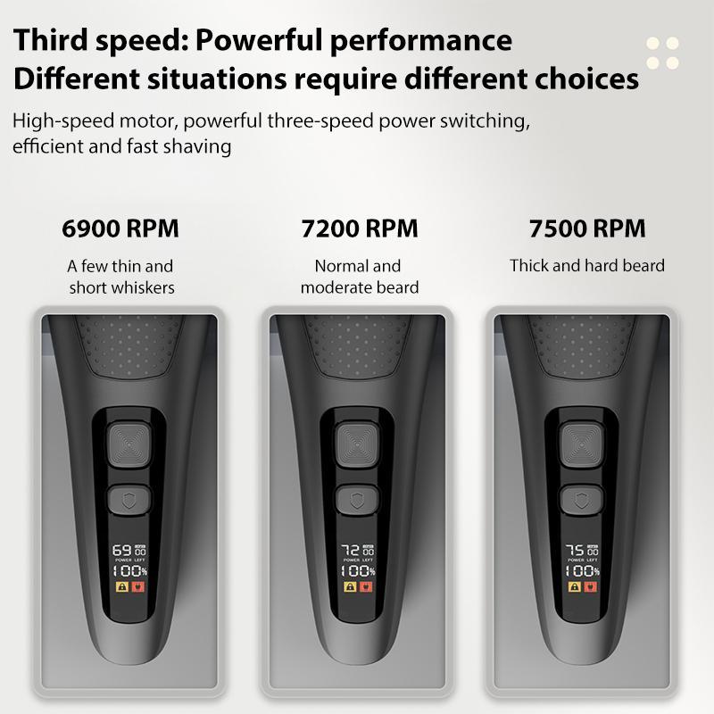 Electric Shaver For Men With LED Display IPX7 Waterproof USB Fast Charging 6