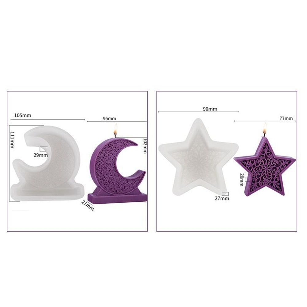 Moon Star Silicone Candle Mold For DIY Aromatherapy Candles Soap Plaster Crafts 8