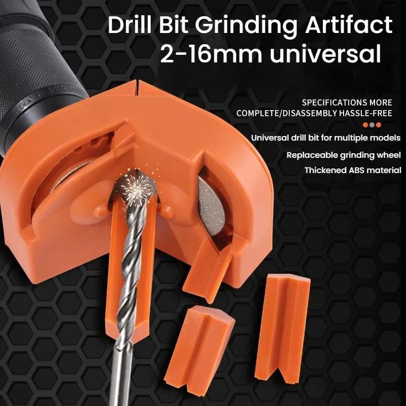 Universal Drill Bit Sharpener Portable Tool for 2-16mm Bits with Replaceable Grinding Wheel