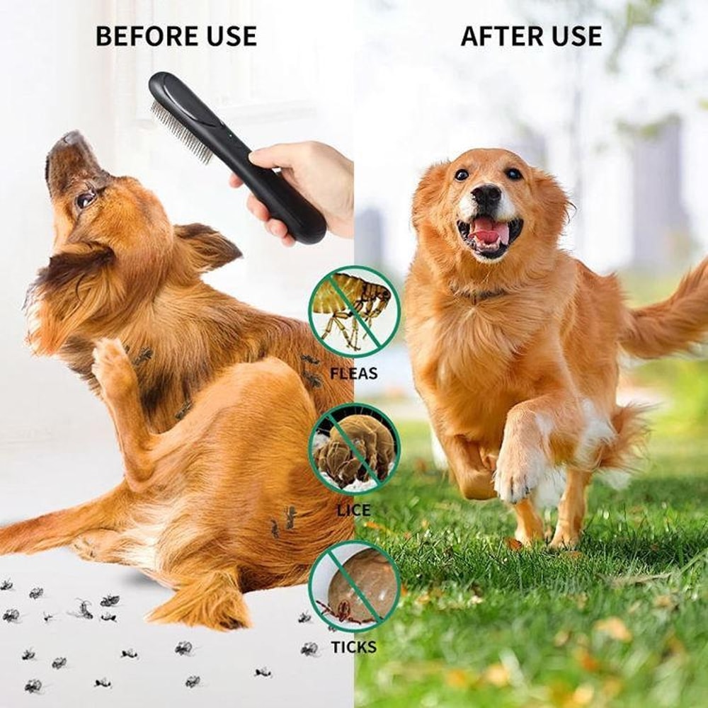 Electronic Pet Flea Comb For Dogs Cats Rechargeable Tick And Lice Removal Brush 4