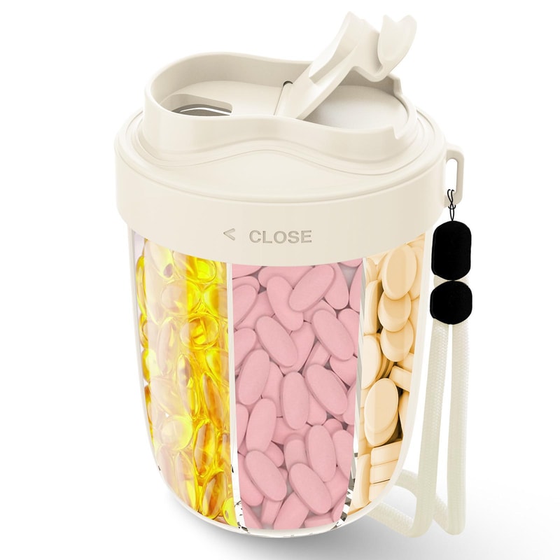 Portable Pill Organizer Cup With 7 Compartments Moisture Proof Medicine Storage Case 11