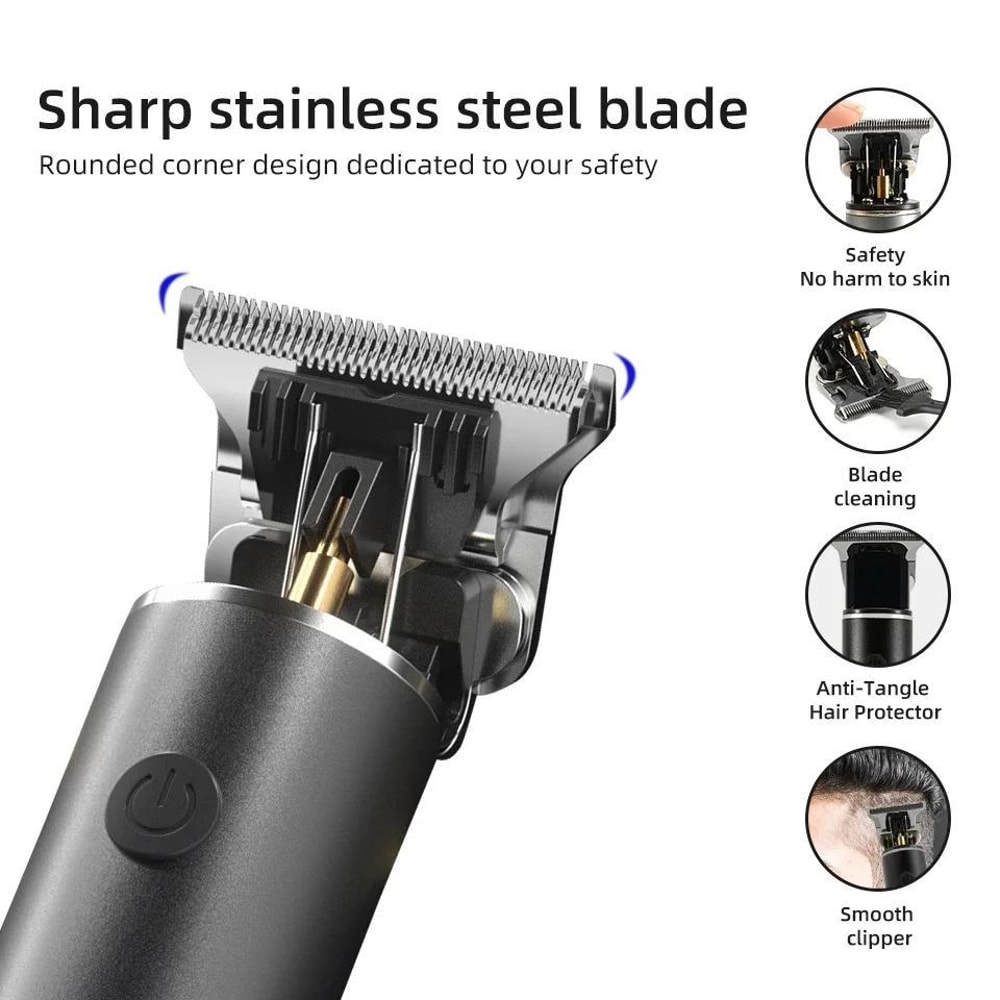 Vintage Zero Gap Hair Clippers for Men Rechargeable T-Blade Beard & Bald Head Trimmer