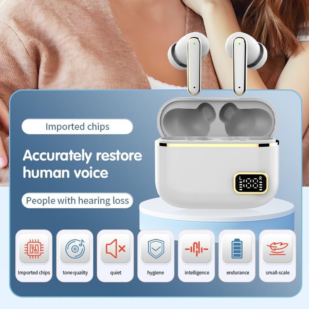 Smart Touch Hearing Aid Earbuds With Noise Reduction Charging Case 1
