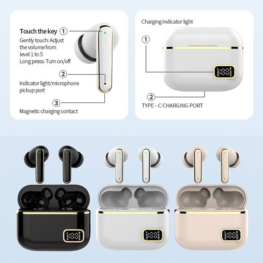 Smart Touch Hearing Aid Earbuds With Noise Reduction Charging Case 3
