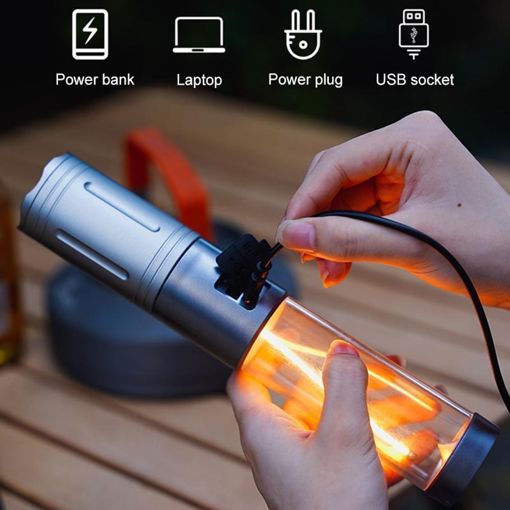 Rechargeable LED Camping Flashlight Lantern With Power Bank Emergency Light 2