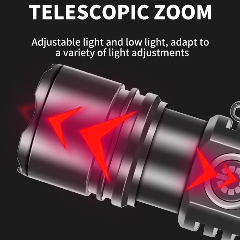Mini Rechargeable Flashlight With White Laser Beam TypeC Charging Long Range Zoom Light 10