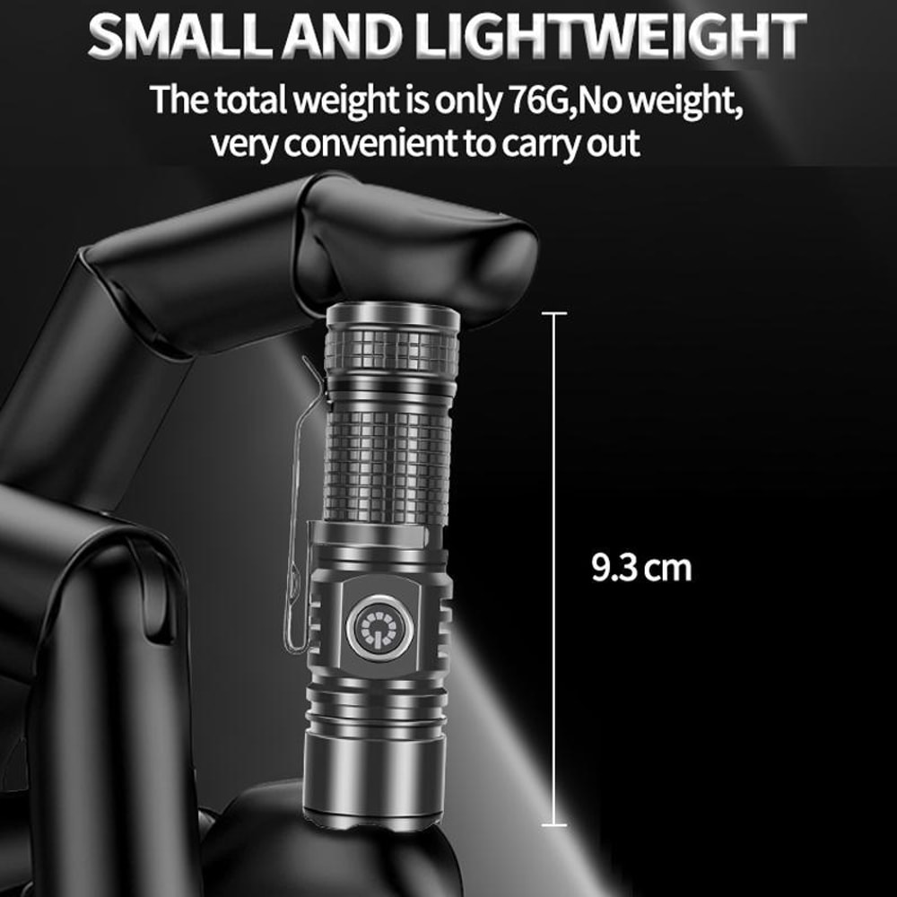 Mini Rechargeable Flashlight With White Laser Beam TypeC Charging Long Range Zoom Light 11