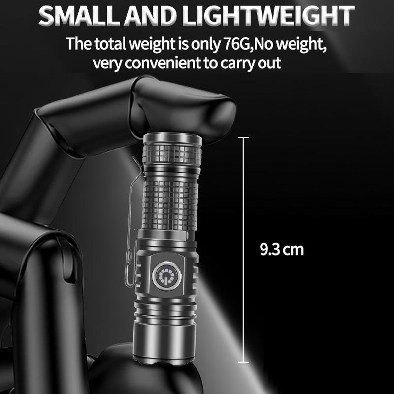 Mini Rechargeable Flashlight With White Laser Beam TypeC Charging Long Range Zoom Light 11