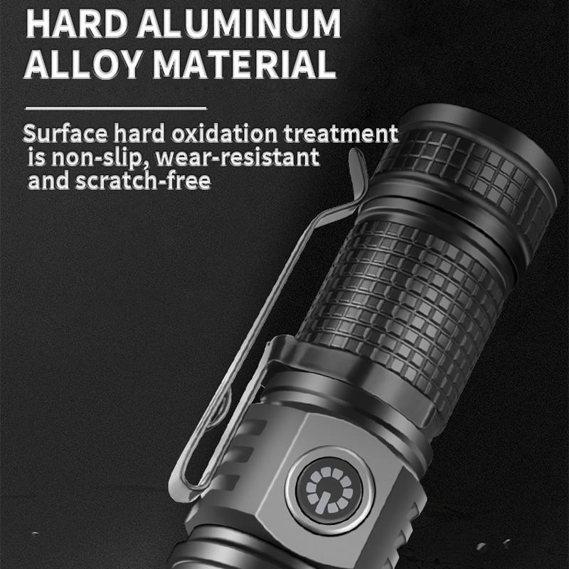 Mini Rechargeable Flashlight With White Laser Beam TypeC Charging Long Range Zoom Light 1
