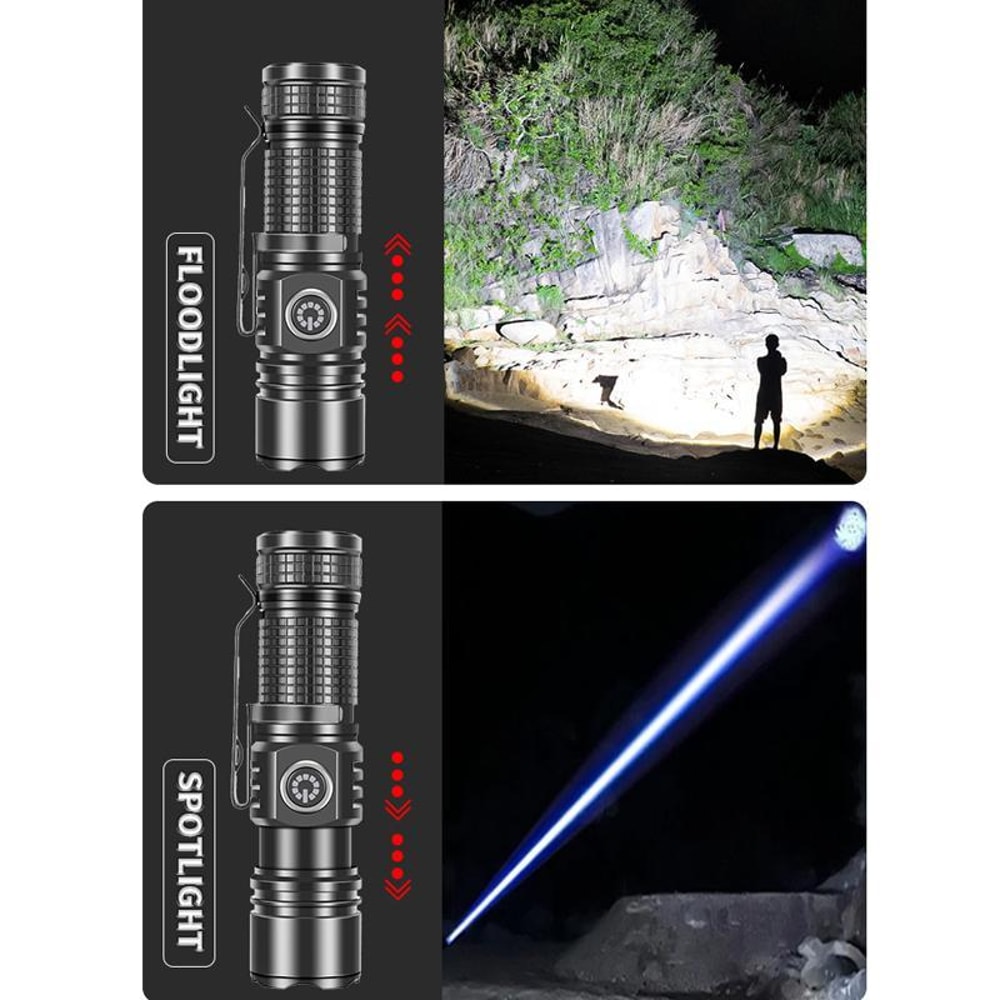 Mini Rechargeable Flashlight With White Laser Beam TypeC Charging Long Range Zoom Light 2