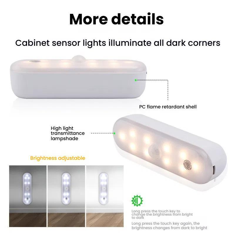 Magnetic Motion Sensor Under Cabinet Light Rechargeable 20 LED Lamp With 3 Color Modes 3