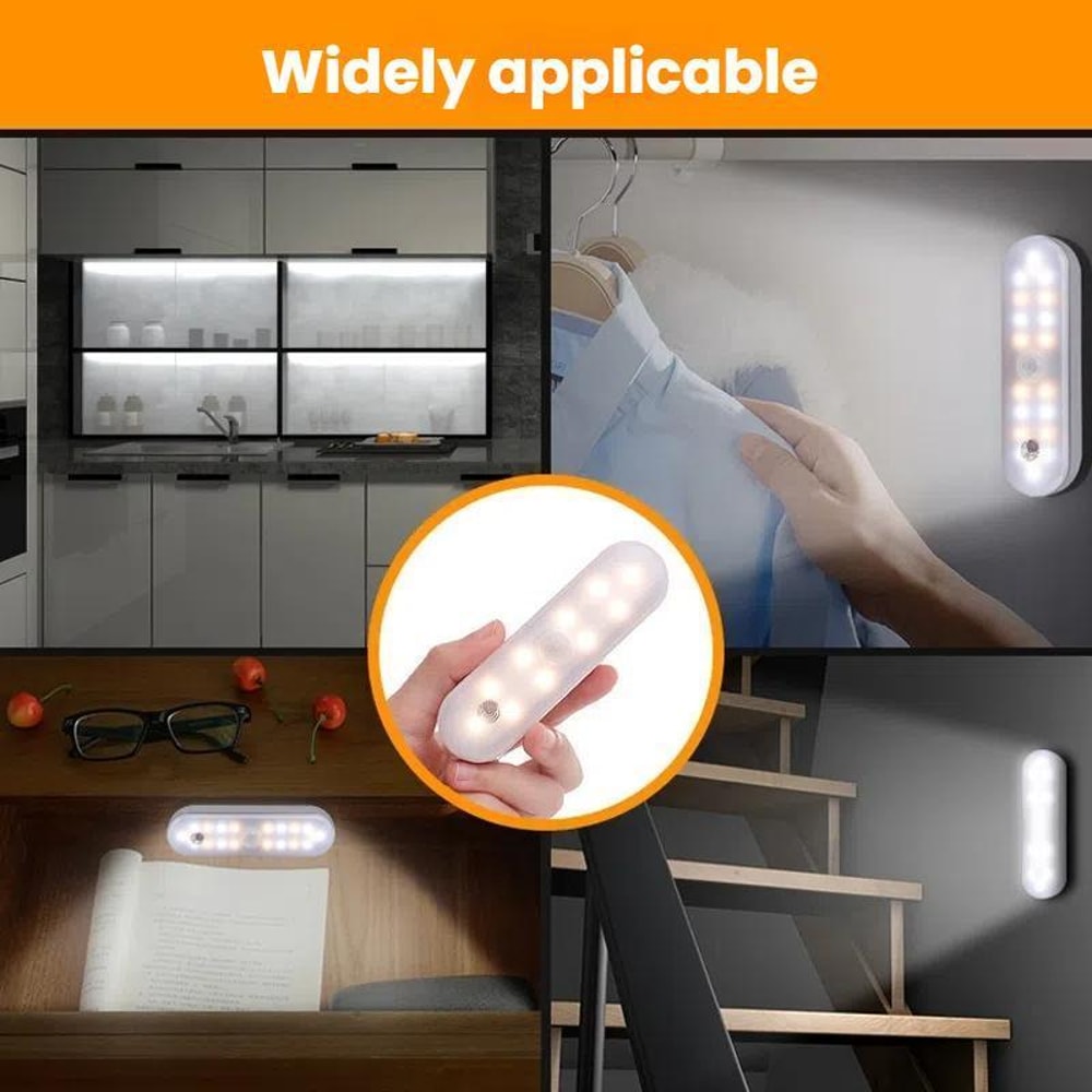 Magnetic Motion Sensor Under Cabinet Light Rechargeable 20 LED Lamp With 3 Color Modes 7