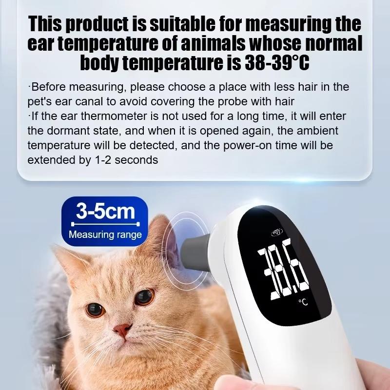 Infrared Pet Ear Thermometer for Dogs & Cats with Fast Digital Temperature Reading
