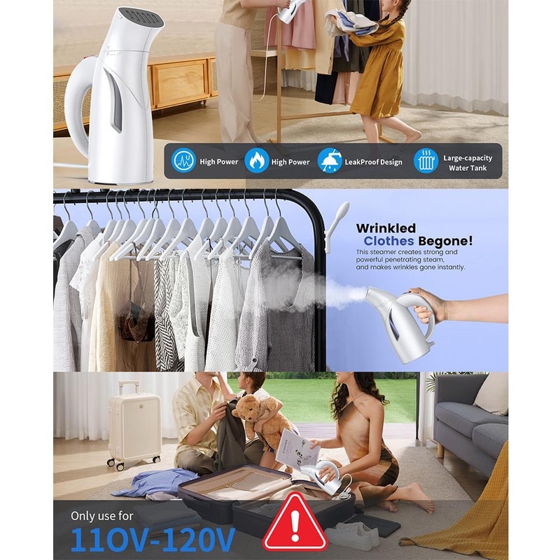 Portable Handheld Garment Steamer Mini Steam Iron for Travel, Home & Wrinkle-Free Clothes