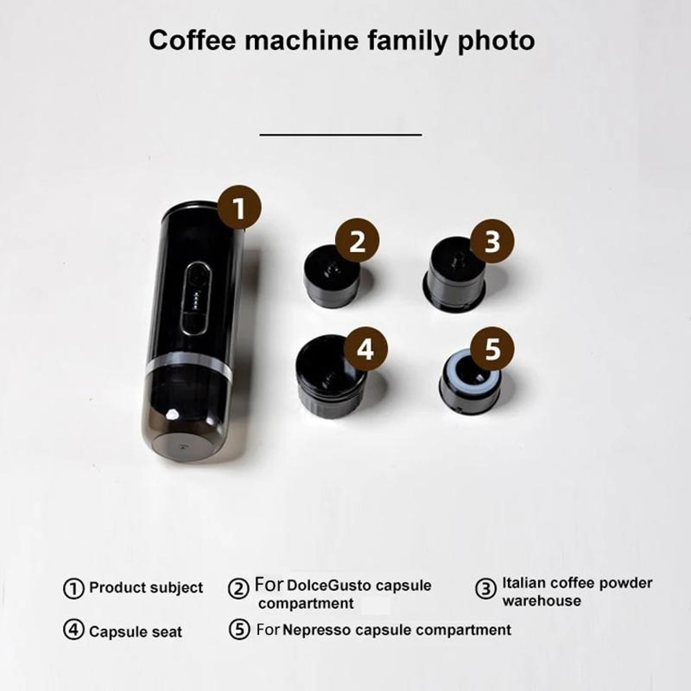 3-in-1 Portable Espresso Maker with Wireless Heating for Capsules & Ground Coffee