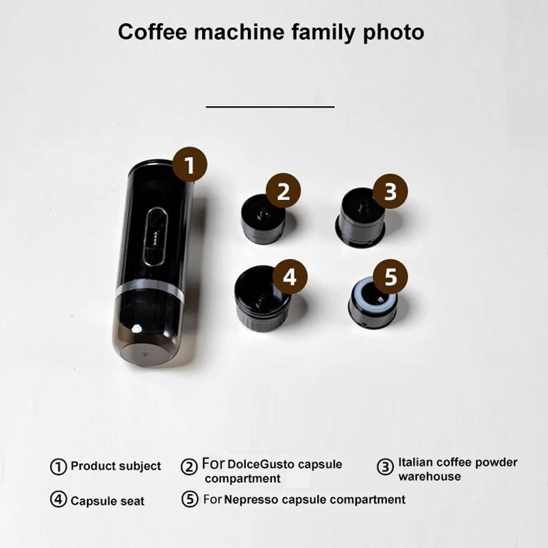 3-in-1 Portable Espresso Maker with Wireless Heating for Capsules & Ground Coffee