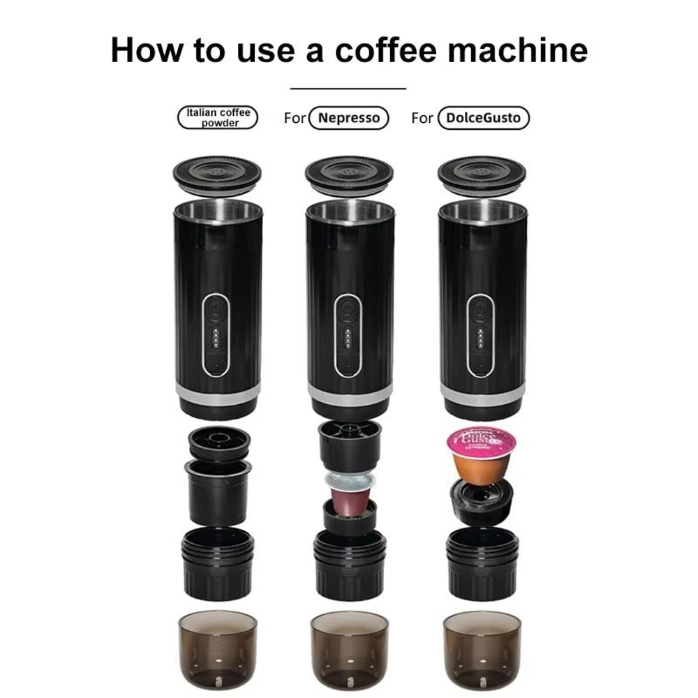 3-in-1 Portable Espresso Maker with Wireless Heating for Capsules & Ground Coffee