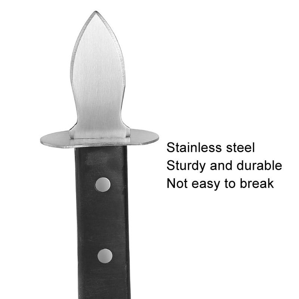 Premium Oyster Shucking Knife with Wooden Stand Stainless Steel Seafood Shell Opener