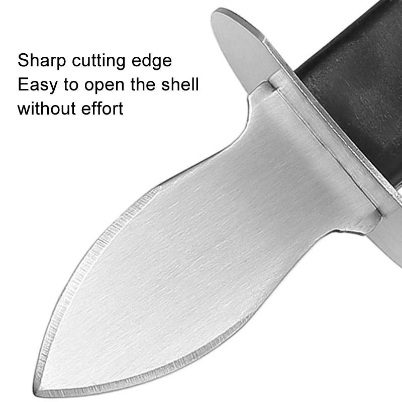 Premium Oyster Shucking Knife with Wooden Stand Stainless Steel Seafood Shell Opener