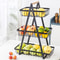 3-Tier Fruit Basket Organizer with Wooden Handle for Kitchen Counter Storage