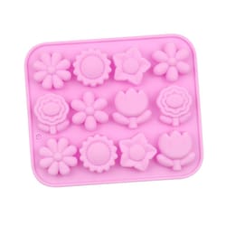 12-cavity silicone soap mold & flower cake baking tray for diy chocolates, jelly and desserts