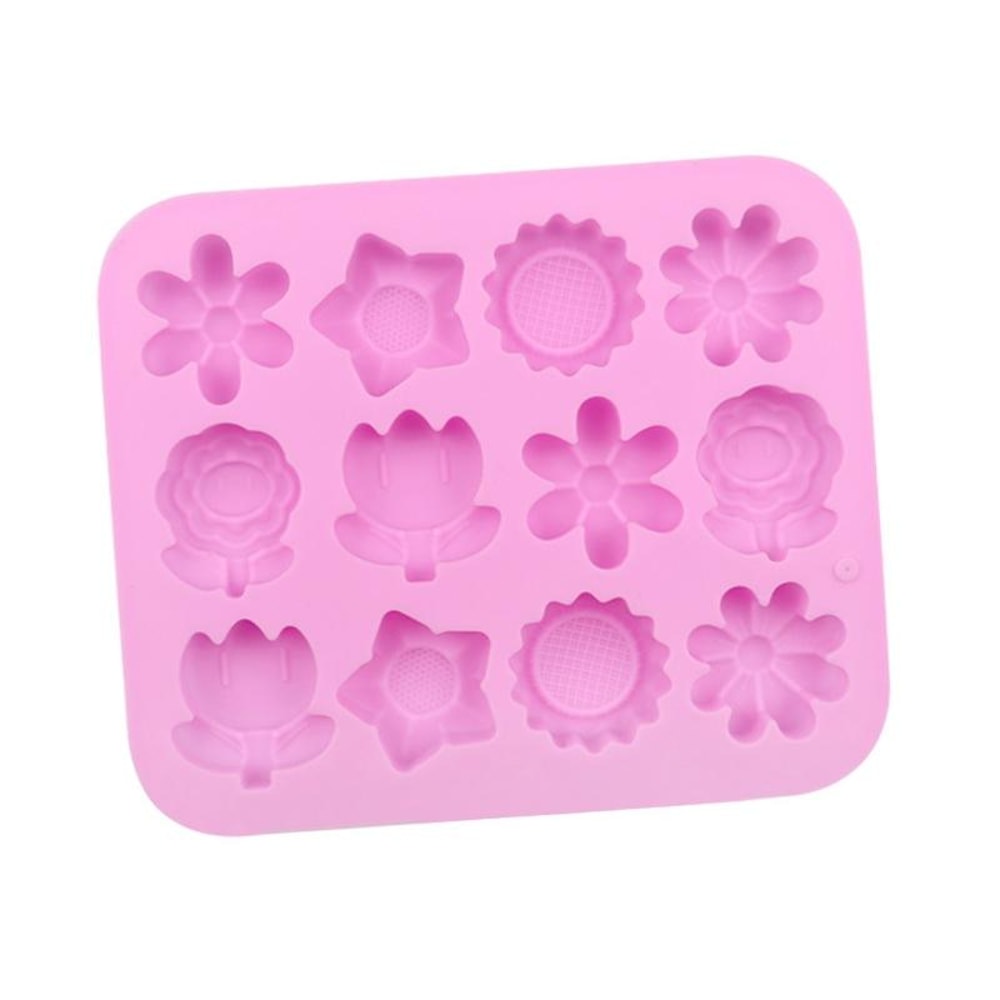 12-Cavity Silicone Soap Mold & Flower Cake Baking Tray for DIY Chocolates, Jelly and Desserts