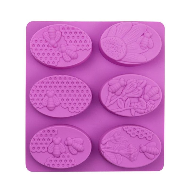 6Cavity Silicone Cake Mold For Bee Chocolates Soap Jelly Mini Desserts 0