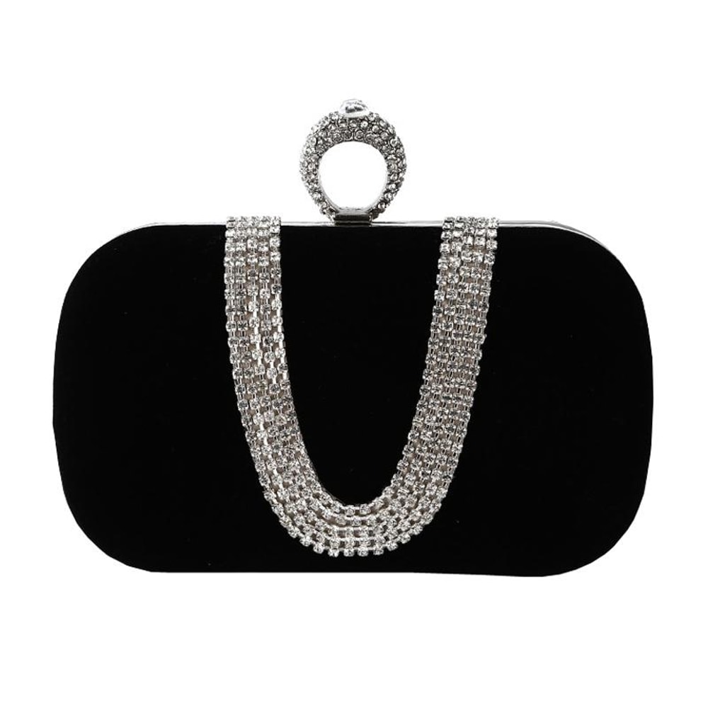 Luxury Velvet Rhinestone Evening Clutch Bag With Detachable Chain For Weddings Parties 7