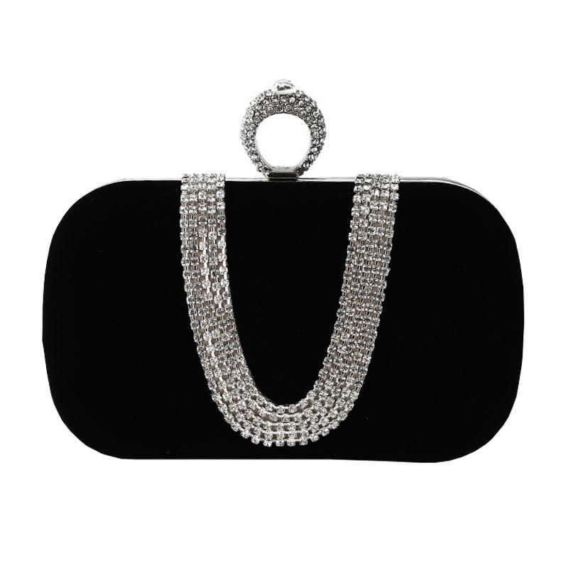 Luxury Velvet Rhinestone Evening Clutch Bag With Detachable Chain For Weddings Parties 7