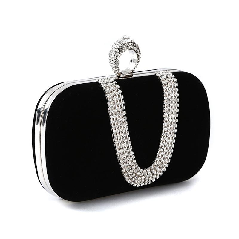 Luxury Velvet Rhinestone Evening Clutch Bag With Detachable Chain For Weddings Parties 1