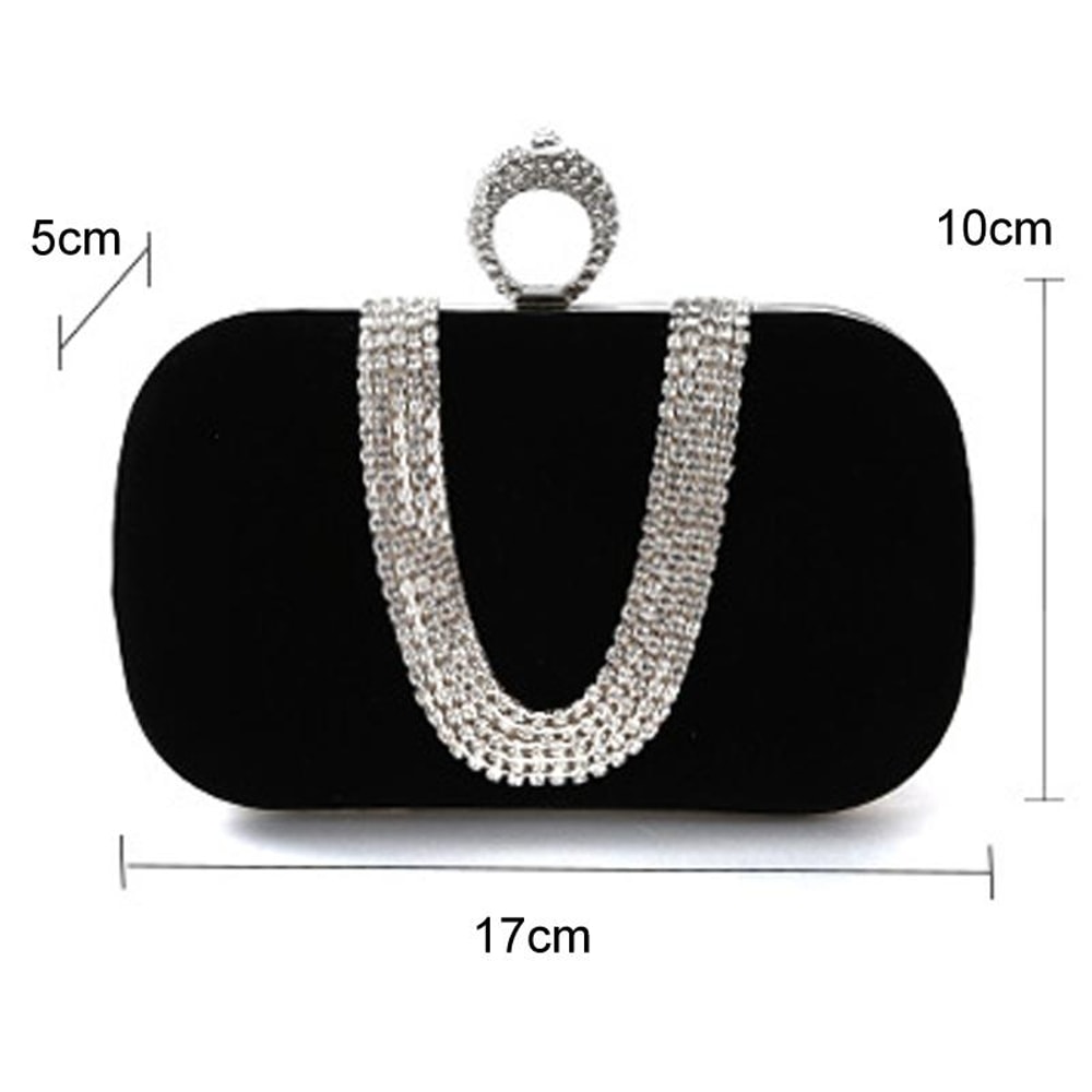 Luxury Velvet Rhinestone Evening Clutch Bag With Detachable Chain For Weddings Parties 2