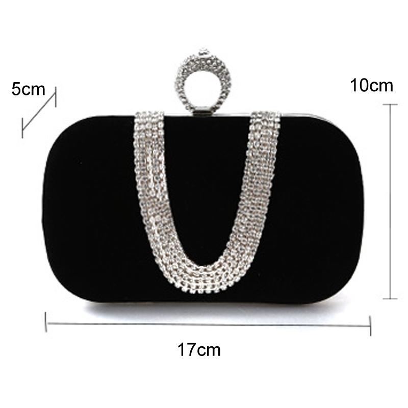 Luxury Velvet Rhinestone Evening Clutch Bag With Detachable Chain For Weddings Parties 2