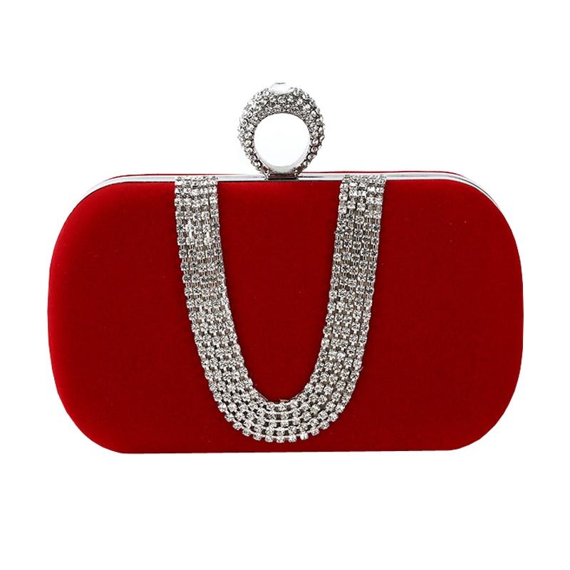 Luxury Velvet Rhinestone Evening Clutch Bag With Detachable Chain For Weddings Parties 8