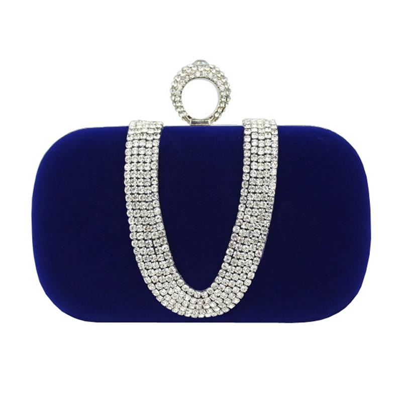 Luxury Velvet Rhinestone Evening Clutch Bag With Detachable Chain For Weddings Parties 9