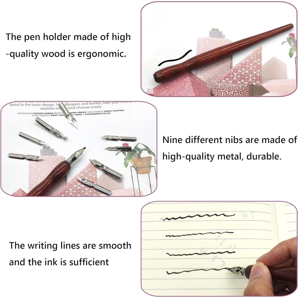 Professional Calligraphy Pen Set With 9 Interchangeable Nibs For Sketching Manga Art Drawing 2