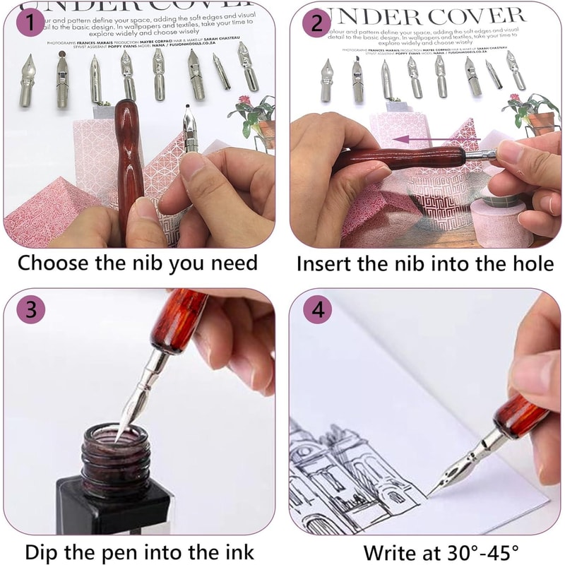 Professional Calligraphy Pen Set With 9 Interchangeable Nibs For Sketching Manga Art Drawing 3
