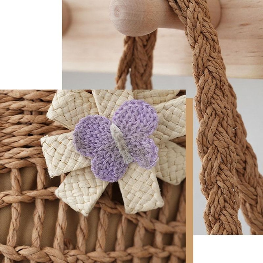 Boho Straw Tote Bag With Zipper Lining Large Capacity Woven Shoulder Purse 4