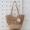 Boho Straw Tote Bag With Zipper Lining Large Capacity Woven Shoulder Purse 8