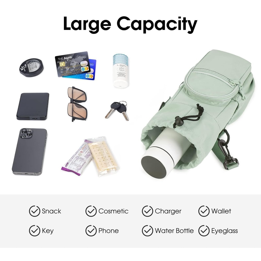 40oz Insulated Water Bottle Holder Crossbody Sling Bag With Strap Storage Pockets 1