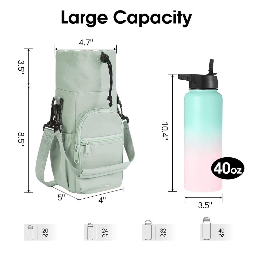 40oz Insulated Water Bottle Holder Crossbody Sling Bag With Strap Storage Pockets 2