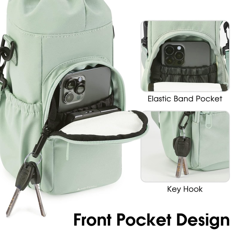 40oz Insulated Water Bottle Holder Crossbody Sling Bag With Strap Storage Pockets 3