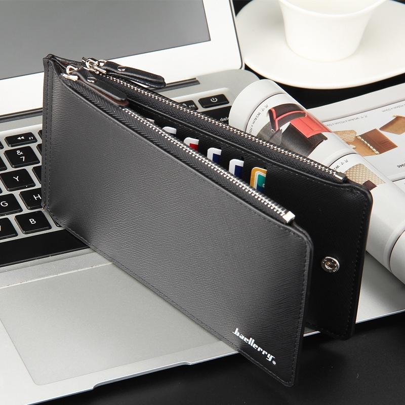 Slim Leather Long Wallet With 16 Card Slots And Zipper Coin Pocket 1