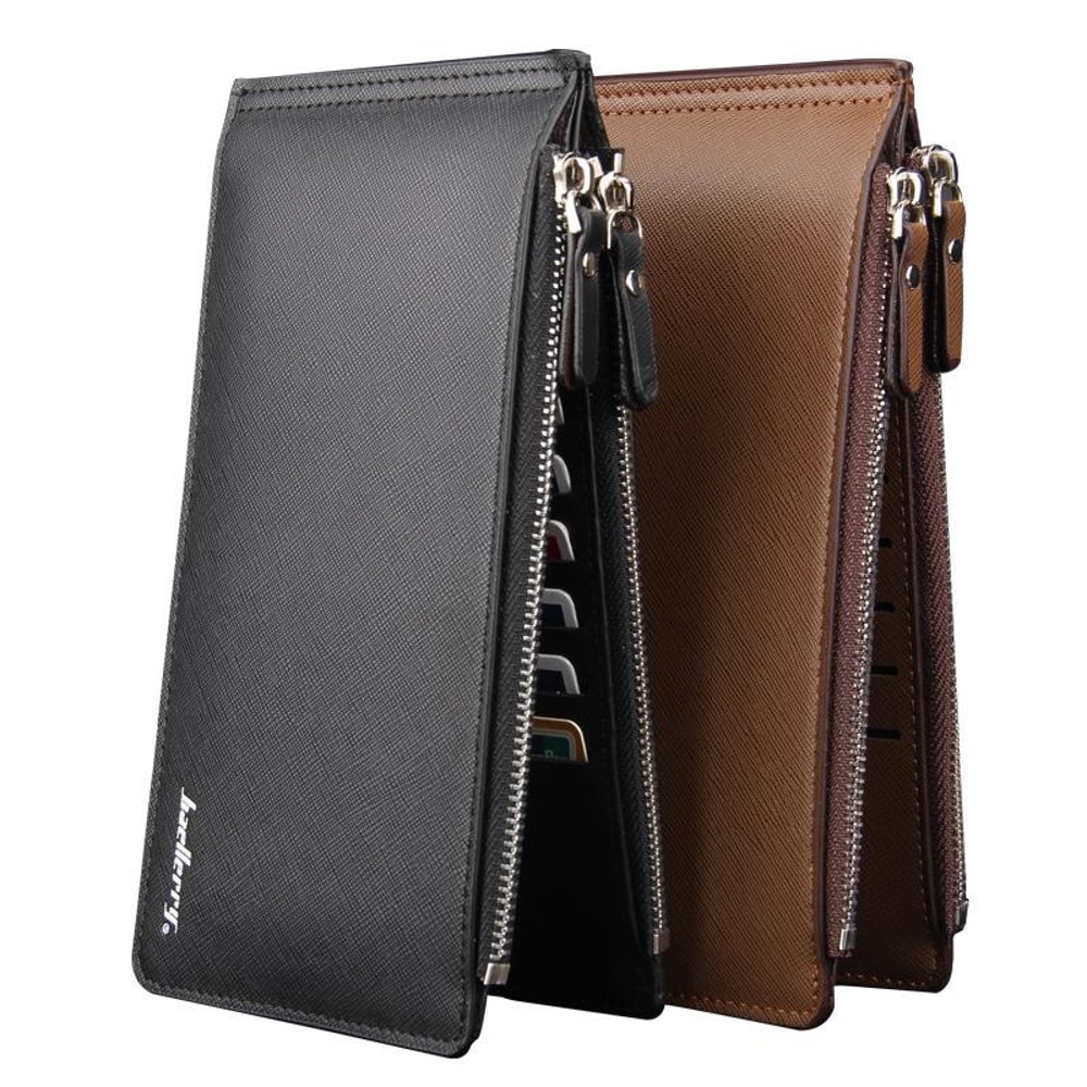 Slim Leather Long Wallet With 16 Card Slots And Zipper Coin Pocket 2