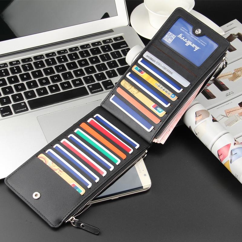 Slim Leather Long Wallet With 16 Card Slots And Zipper Coin Pocket 5