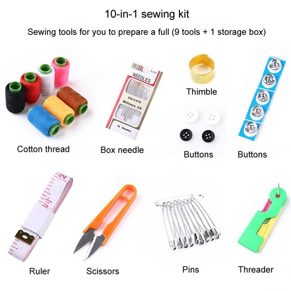 Portable Sewing Kit with Needle & Thread Set for Home, Travel, and Quick Clothing Repairs