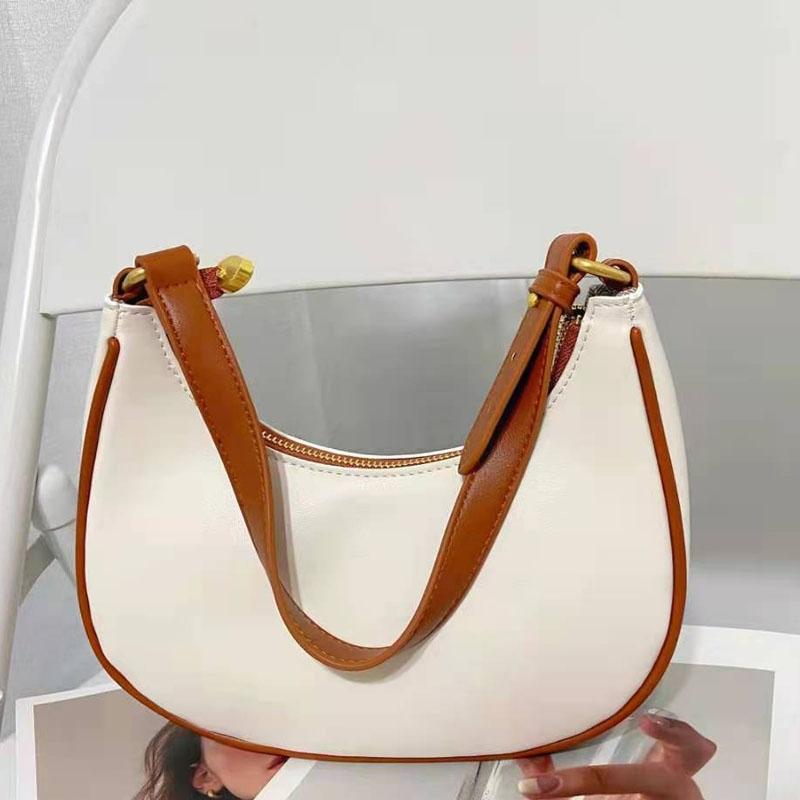 Elegant Crescent Shoulder Bag For Women Adjustable PU Leather Underarm Purse 4