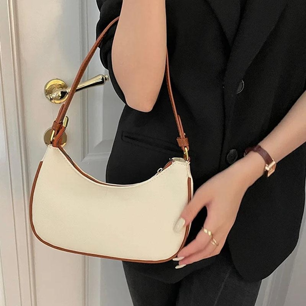 Elegant Crescent Shoulder Bag For Women Adjustable PU Leather Underarm Purse 1
