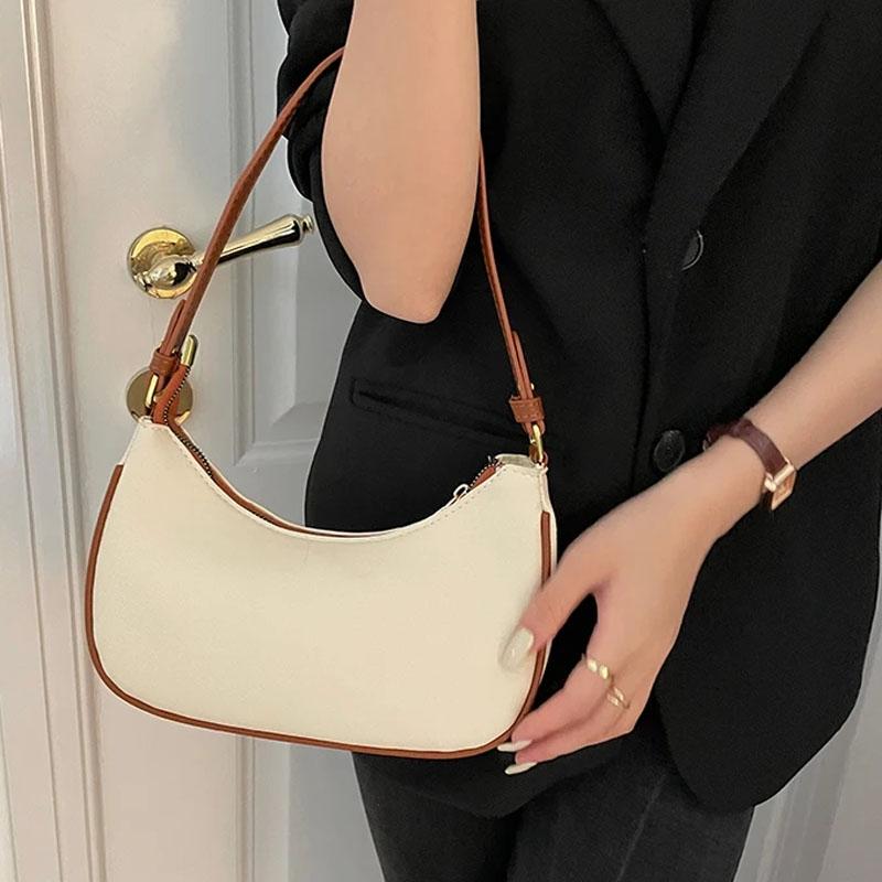 Elegant Crescent Shoulder Bag For Women Adjustable PU Leather Underarm Purse 1