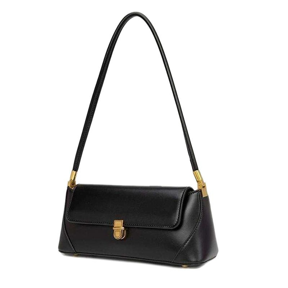 Vintage Lock Buckle Baguette Shoulder Bag For Women Stylish PU Leather Underarm Purse 8