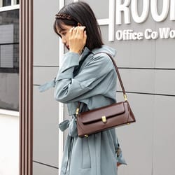 vintage lock buckle baguette shoulder bag for women stylish pu leather underarm purse